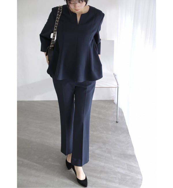  「《予約》ベルト金具パンツ」|スラックス|ネイビー