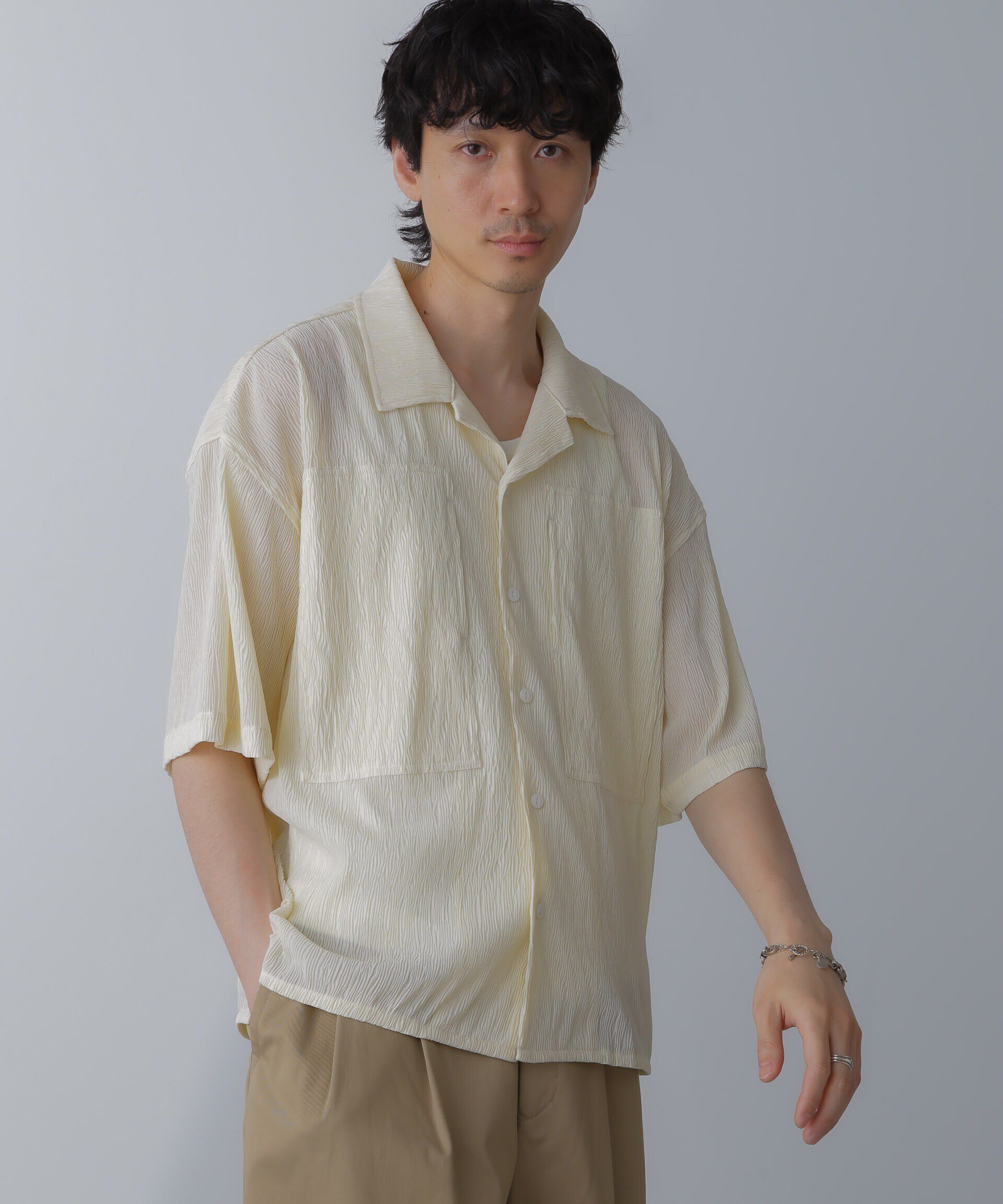 nano･universe「NORMANBROS別注ワイドポケット楊柳シャツ 半袖」|シャツ・ブラウス|