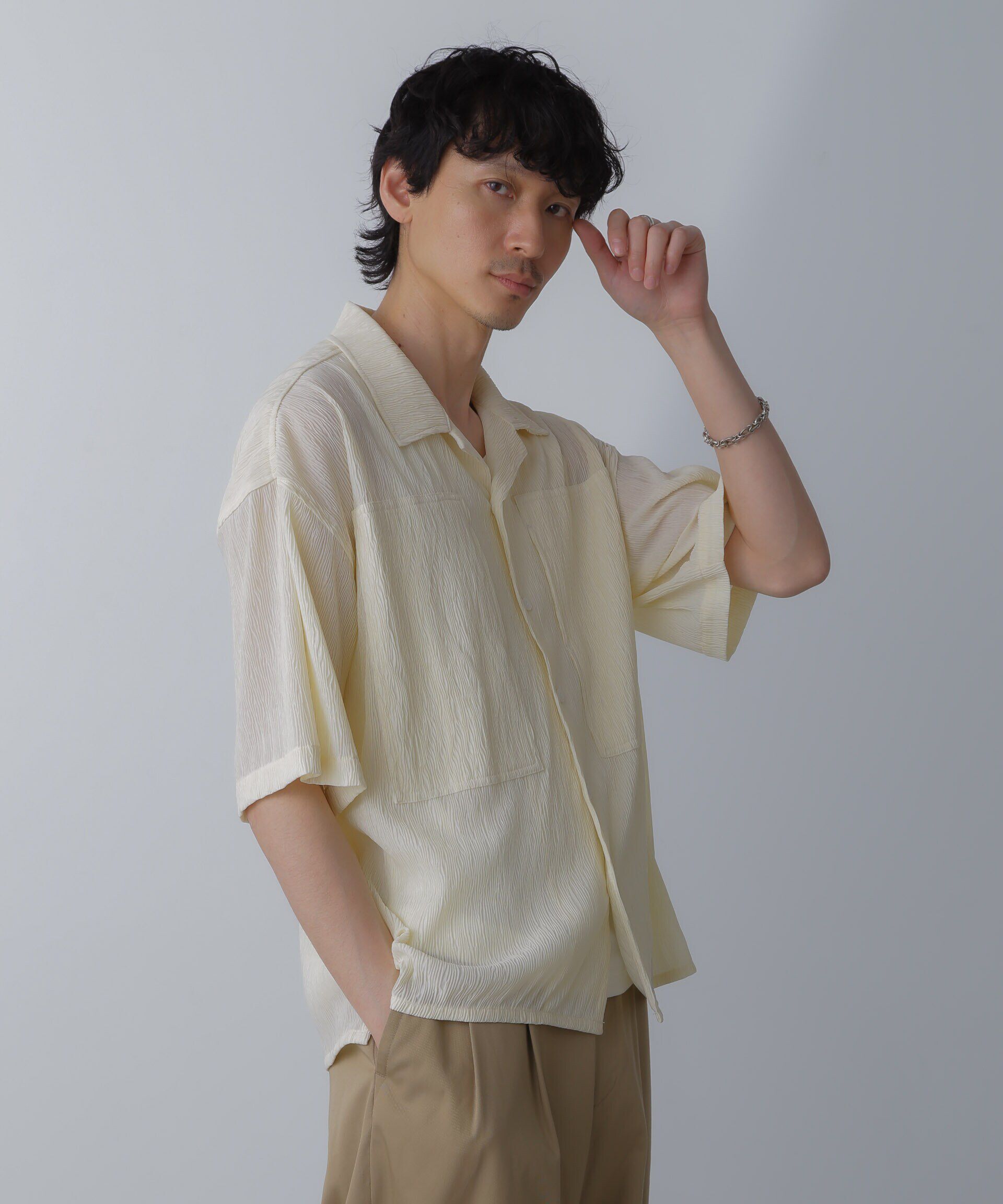 nano･universe「NORMANBROS別注ワイドポケット楊柳シャツ 半袖」|シャツ・ブラウス|