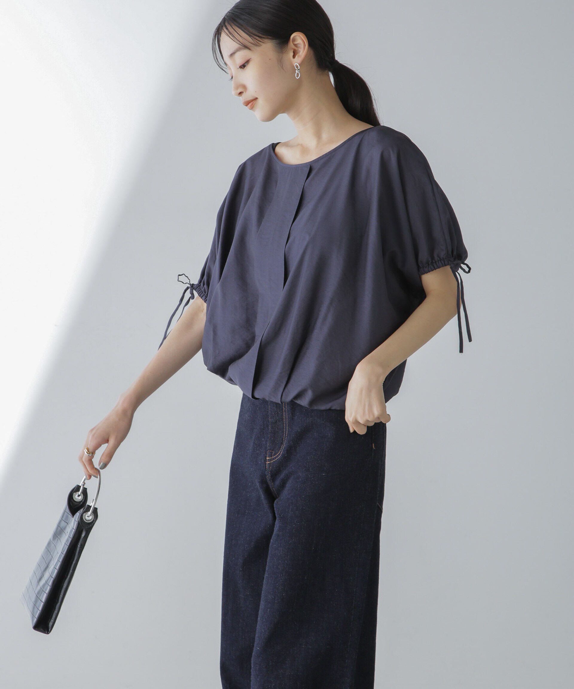nano･universe「バルーンシルエットブラウス」|シャツ・ブラウス|ネイビー