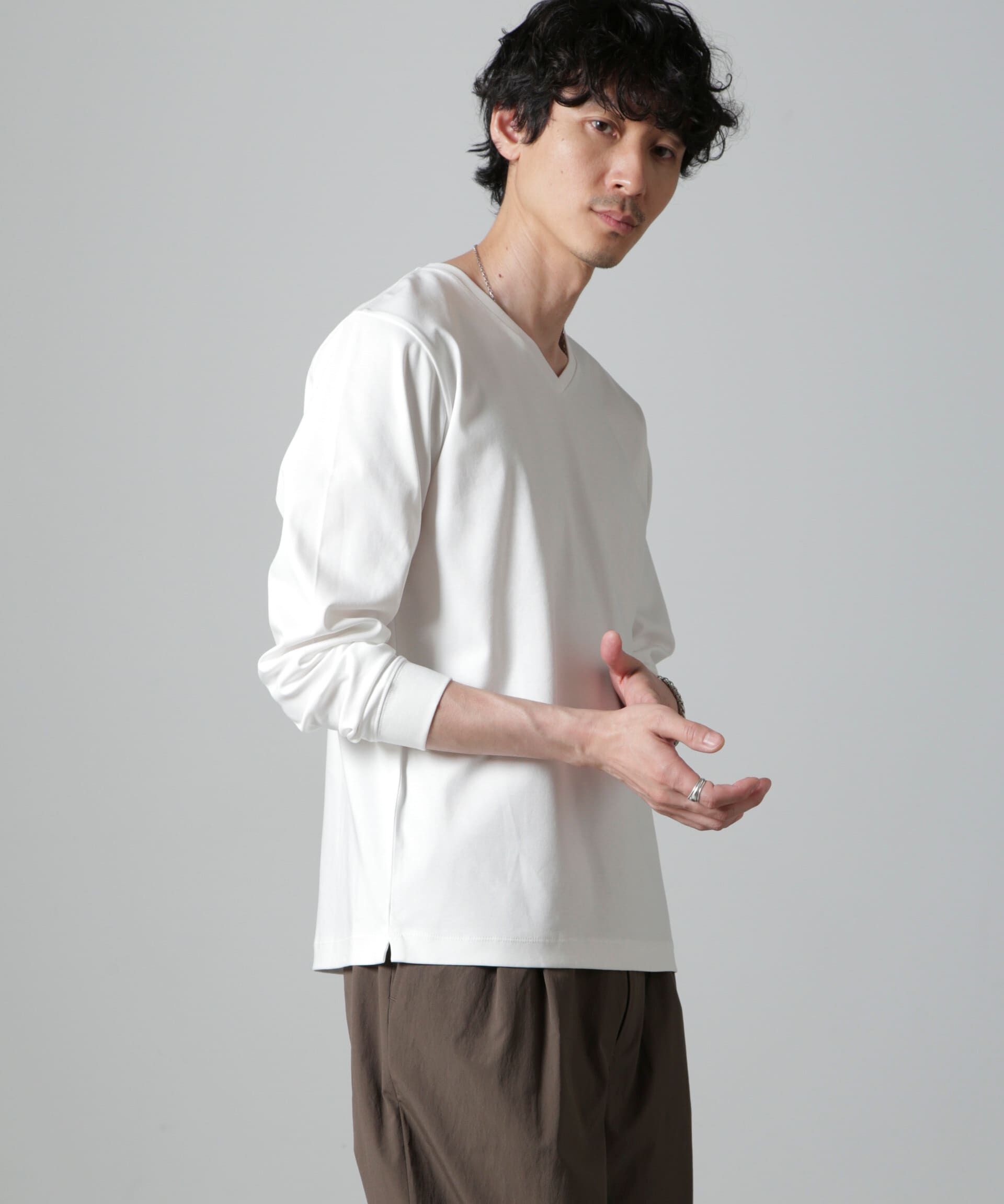 nano･universe「アンチスメルＶネックTシャツ 長袖」|Tシャツ・カットソー|