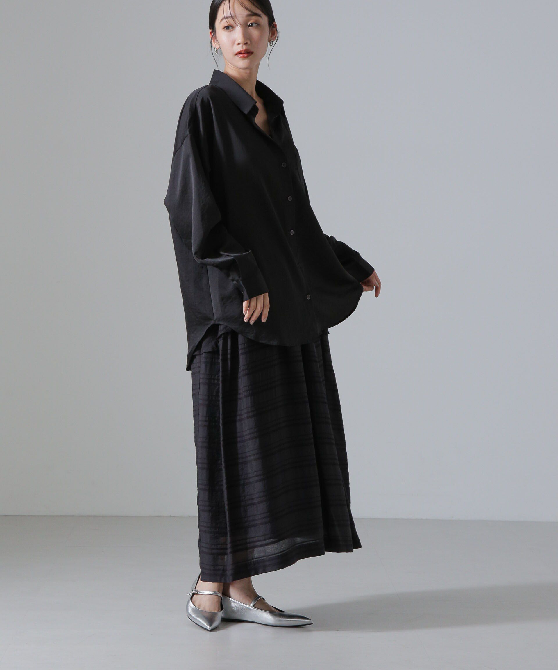 nano･universe「マルチボーダータックディティールスカート」|スカート|