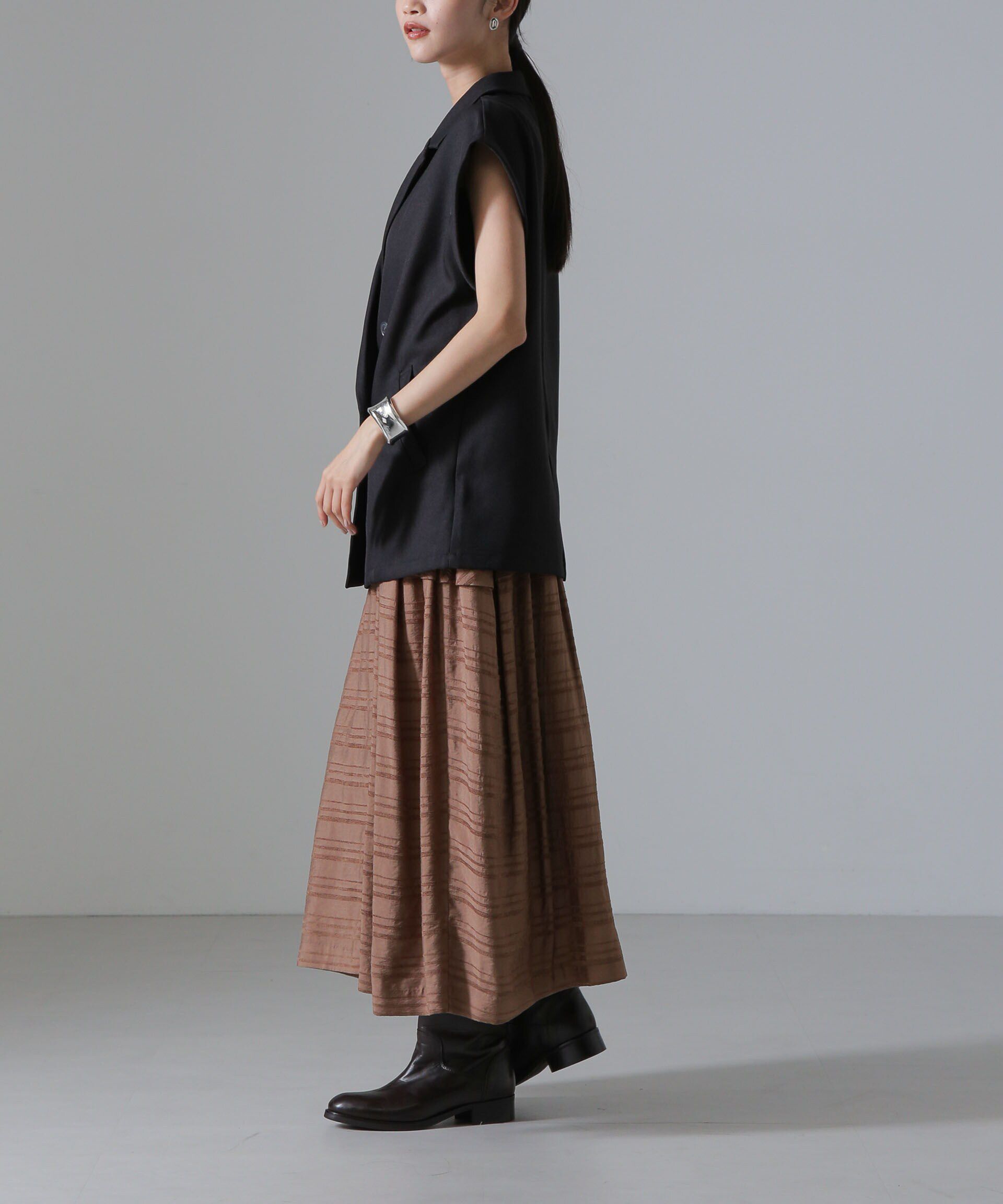 nano･universe「マルチボーダータックディティールスカート」|スカート|