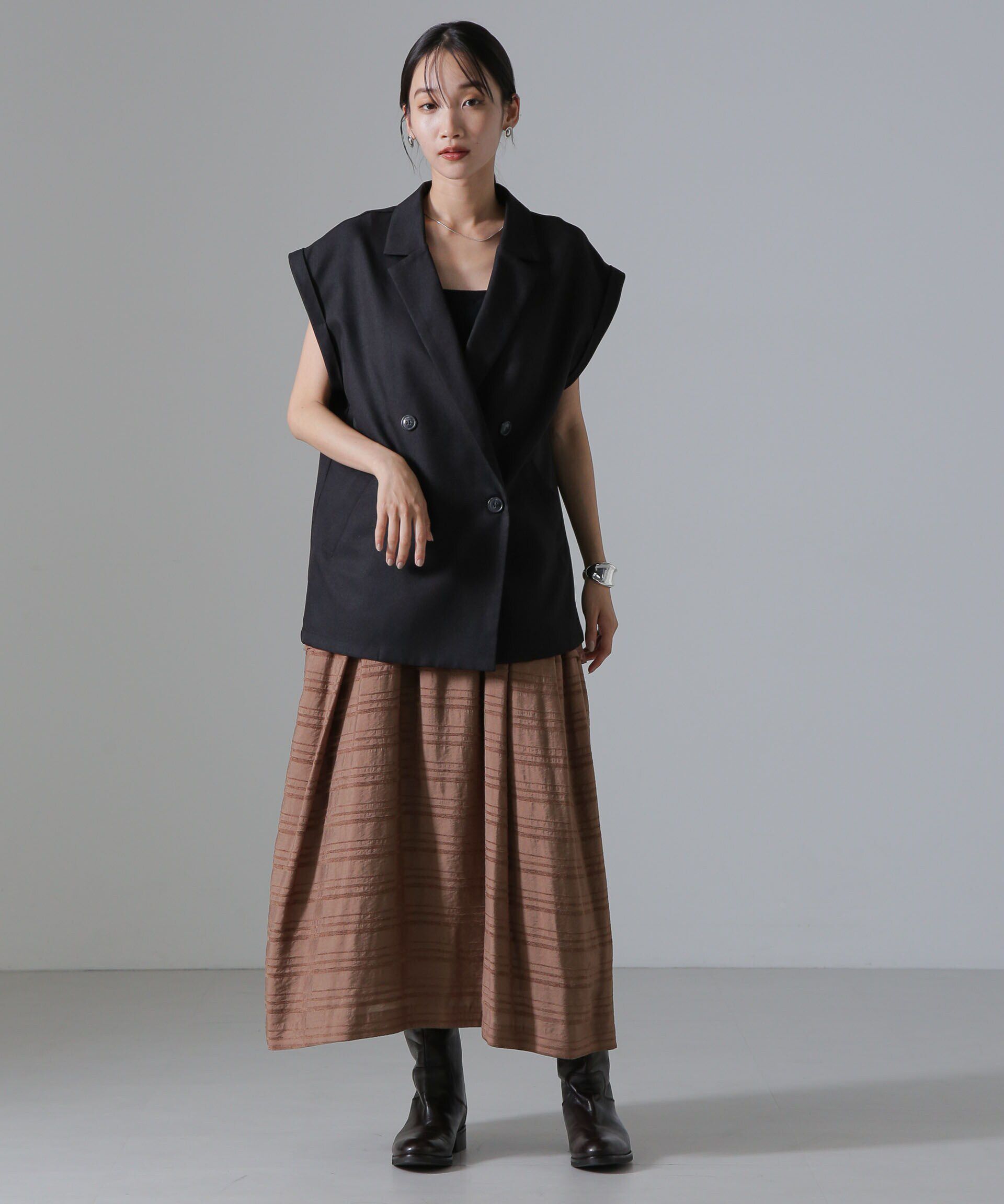 nano･universe「マルチボーダータックディティールスカート」|スカート|