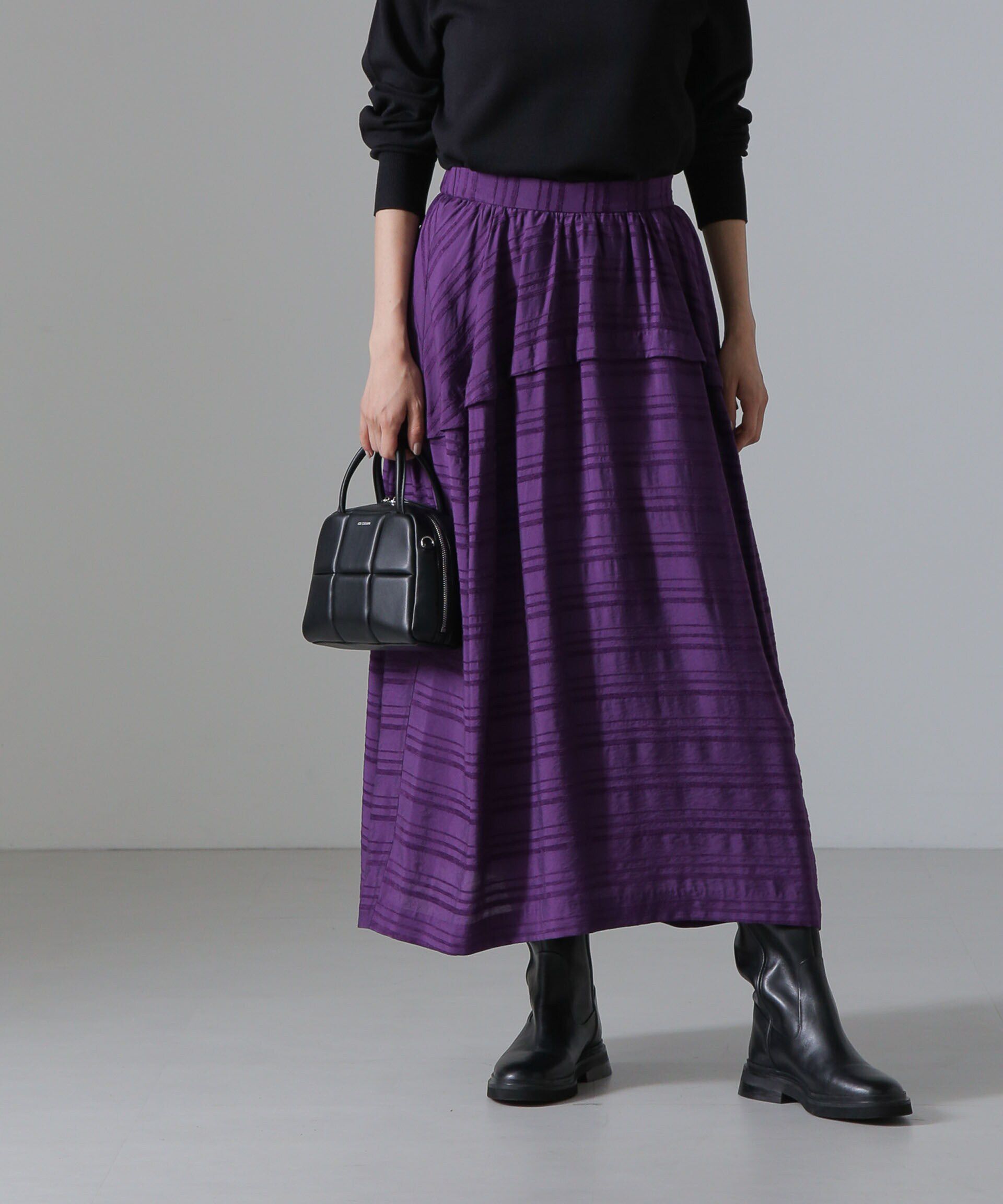 nano･universe「マルチボーダータックディティールスカート」|スカート|D.パープル2