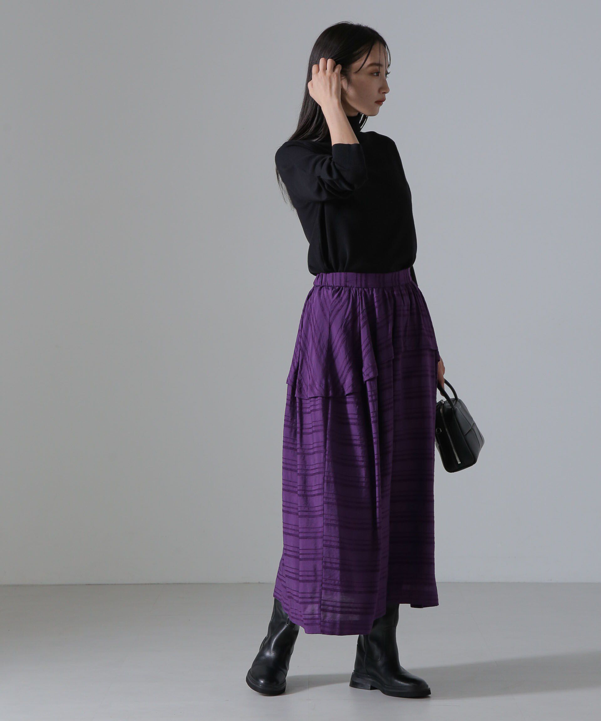 nano･universe「マルチボーダータックディティールスカート」|スカート|