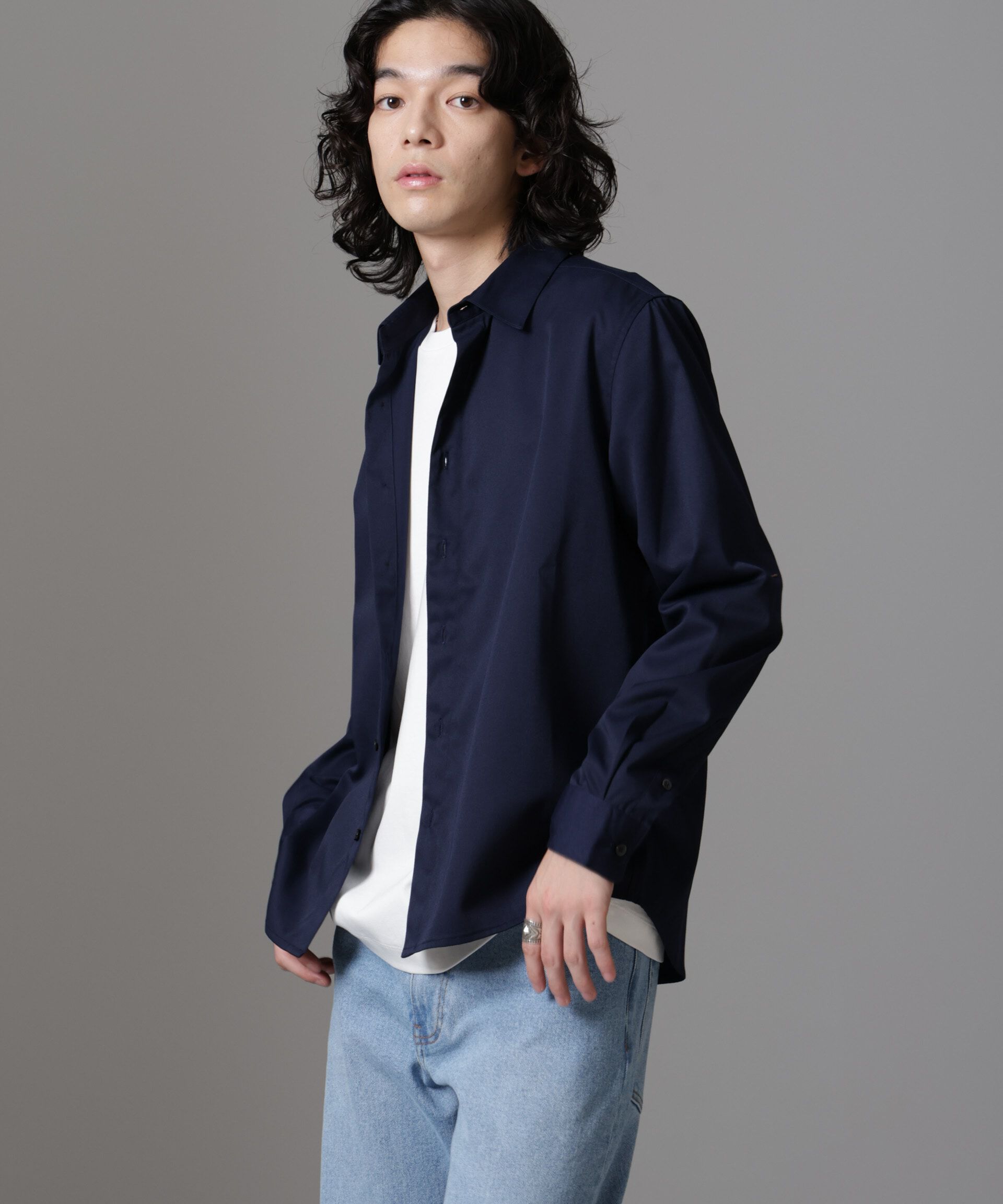 nano･universe「スタンダードレギュラーカラーシャツ/長袖」|シャツ・ブラウス|ネイビー