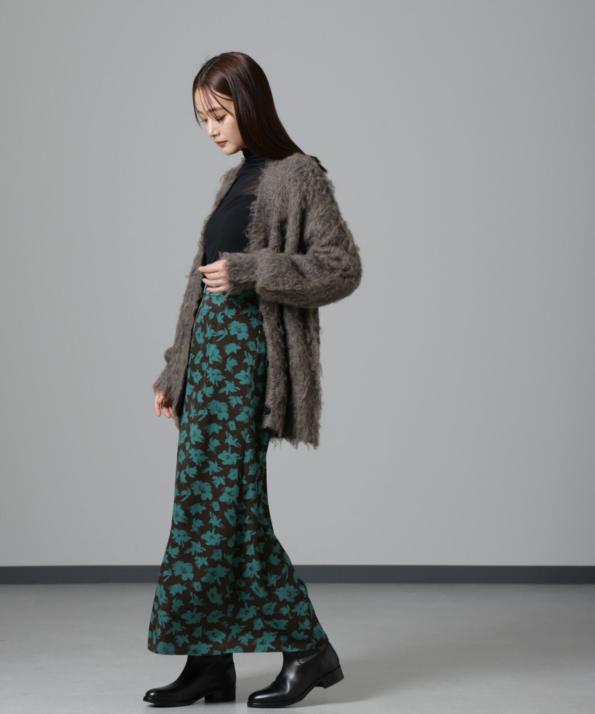 nano･universe「フラワープリントマキシスカート」|スカート|