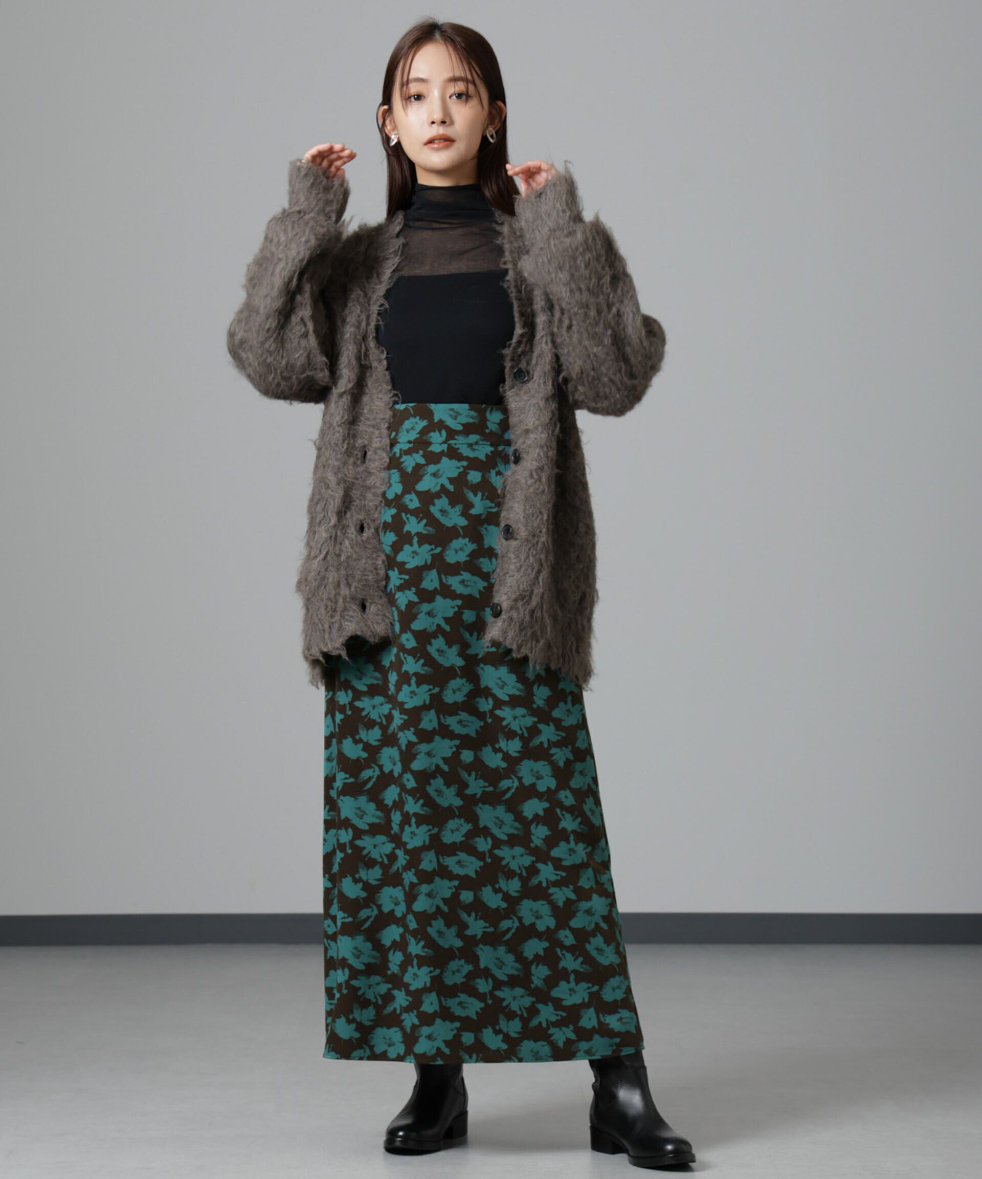 nano･universe「フラワープリントマキシスカート」|スカート|