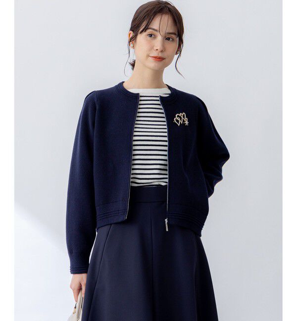 組曲「スウェットライクニットブルゾン」|ニット・セーター|ネイビー系