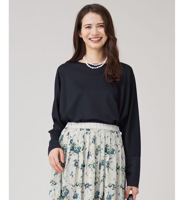 自由区「【洗える】ブラウスライクジャージー カットソー」|Tシャツ・カットソー|ネイビー