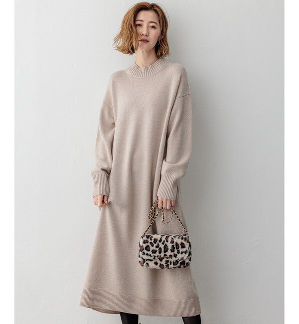 23区「【洗える】カシミヤブレンド ニットワンピース」|ワンピース|ベージュ系