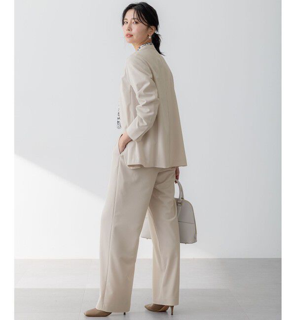 23区「【セットアップ対応/洗える】2WAYストレッチツイル ジャケット」|ノーカラージャケット|