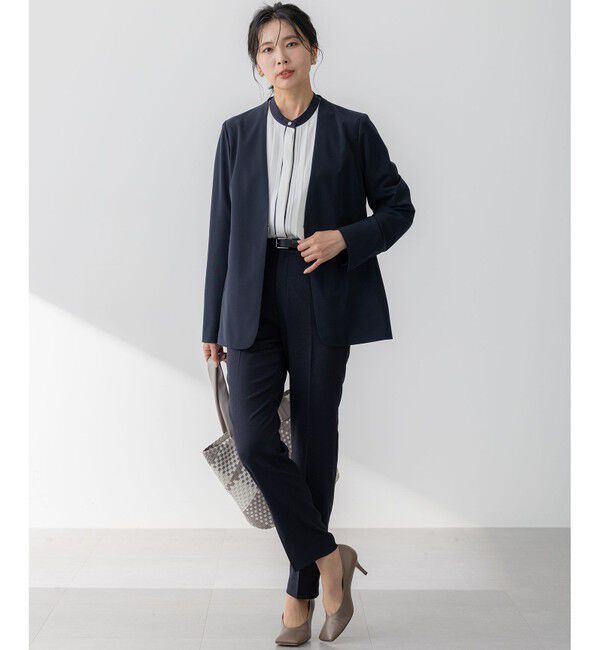 23区「【セットアップ対応/洗える】2WAYストレッチツイル ジャケット」|ノーカラージャケット|