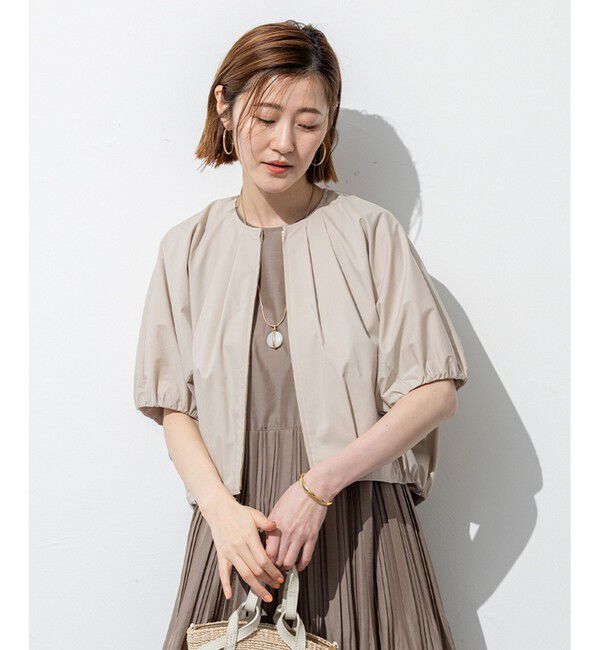 23区「【撥水性/接触冷感】ストレッチライトタイプライター コンパクトブルゾン」|ブルゾン・スタジャン|ベージュ系