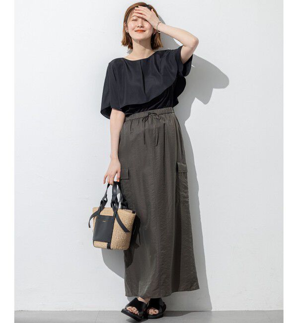 23区「【汗じみ防止/洗える】スムースデザイン ラッフルカラー カットソー」|Tシャツ・カットソー|