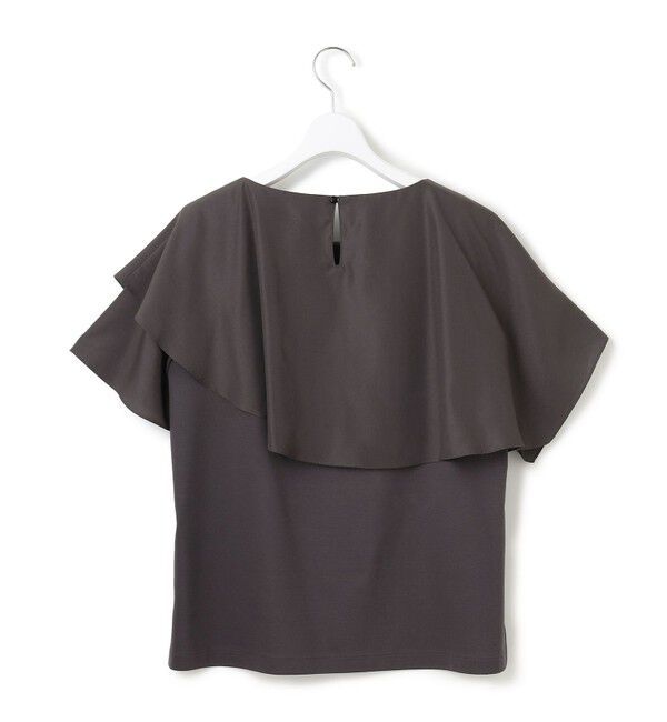 23区「【汗じみ防止/洗える】スムースデザイン ラッフルカラー カットソー」|Tシャツ・カットソー|