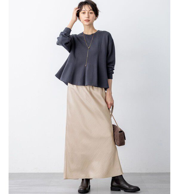 23区「【洗える】テクスチャーサテン ナロー スカート」|スカート|