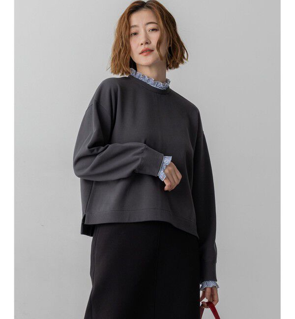 23区「【WEB＆一部店舗限定】クリアコットンテリー ストライプフリル スウェット」|スウェット・ジャージ|グレー系