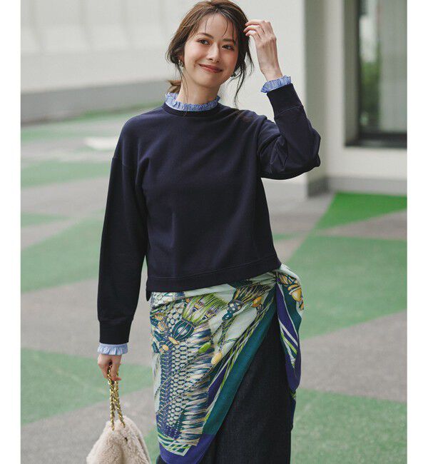 23区「【WEB＆一部店舗限定】クリアコットンテリー ストライプフリル スウェット」|スウェット・ジャージ|