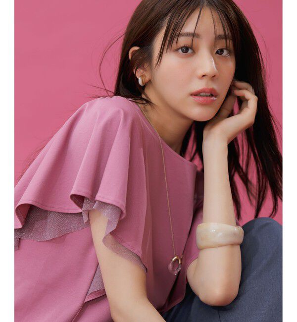 ANY SIS「【接触冷感・UVケア】着映えフリルスリーブ カットソー」|Tシャツ・カットソー|