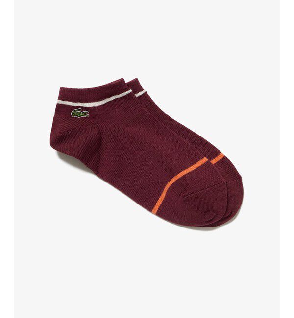 LACOSTE「配色ラインくるぶし丈ソックス 25-27cm」|ソックス|ワイン