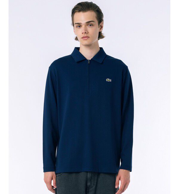 LACOSTE「裏パイルハーフジップ ポロシャツ」|ポロシャツ|ダークネイビー