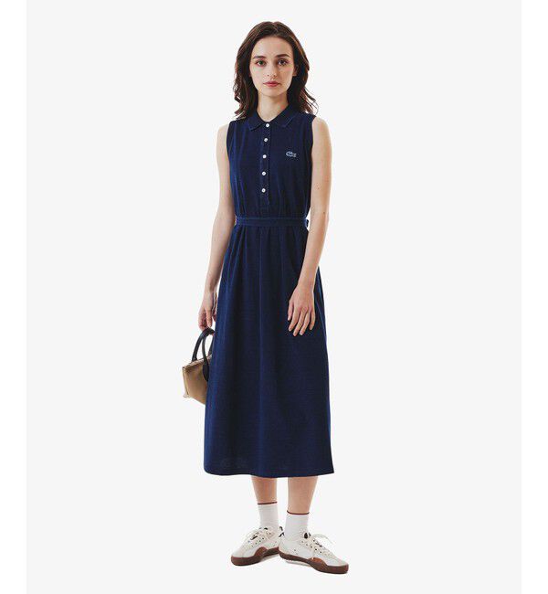 LACOSTE「インディゴノースリーブポロドレス / マキシ丈」|ワンピース|ダークネイビー