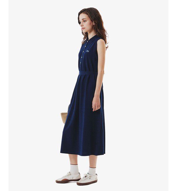 LACOSTE「インディゴノースリーブポロドレス / マキシ丈」|ワンピース|
