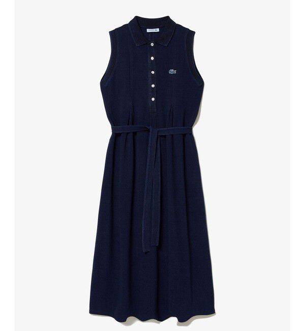 LACOSTE「インディゴノースリーブポロドレス / マキシ丈」|ワンピース|