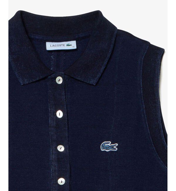 LACOSTE「インディゴノースリーブポロドレス / マキシ丈」|ワンピース|