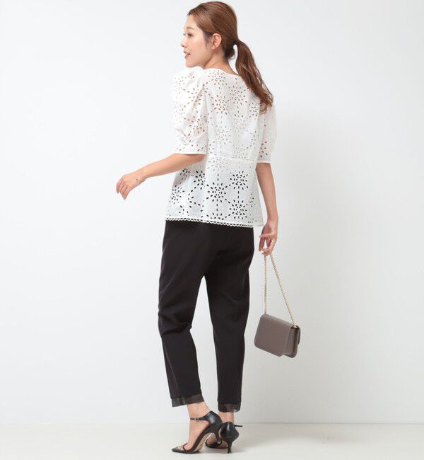 NOLLEY'S「《セットアップ対応》Brocheレース パワショル半袖ブラウス」|シャツ・ブラウス|