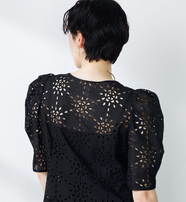 NOLLEY'S「《セットアップ対応》Brocheレース パワショル半袖ブラウス」|シャツ・ブラウス|