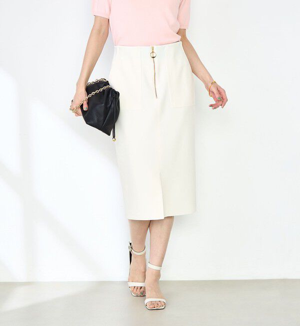 NOLLEY'S sophi「ウォッシャブルボンディングジョーゼットハーフジップタイトスカート」|タイト|