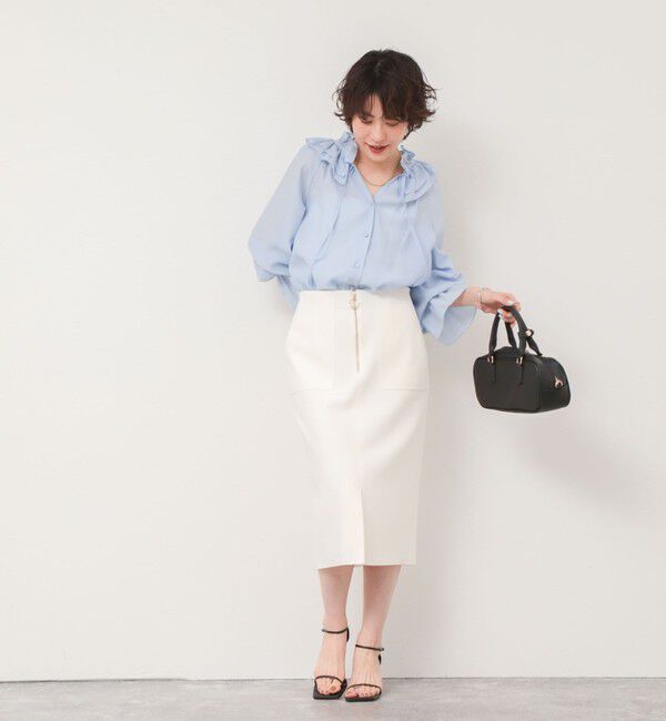 NOLLEY'S sophi「ウォッシャブルボンディングジョーゼットハーフジップタイトスカート」|タイト|