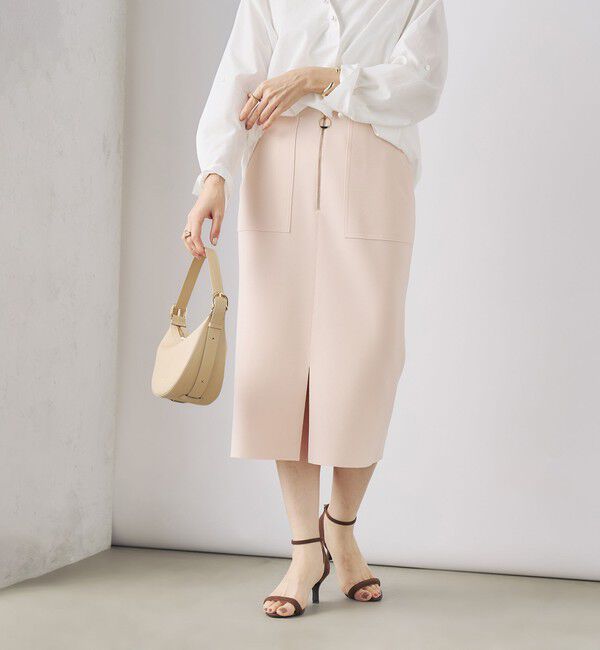 NOLLEY'S sophi「ウォッシャブルボンディングジョーゼットハーフジップタイトスカート」|タイト|ベビーピンク