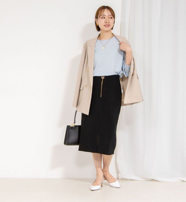 NOLLEY'S sophi「ウォッシャブルボンディングジョーゼットハーフジップタイトスカート」|タイト|