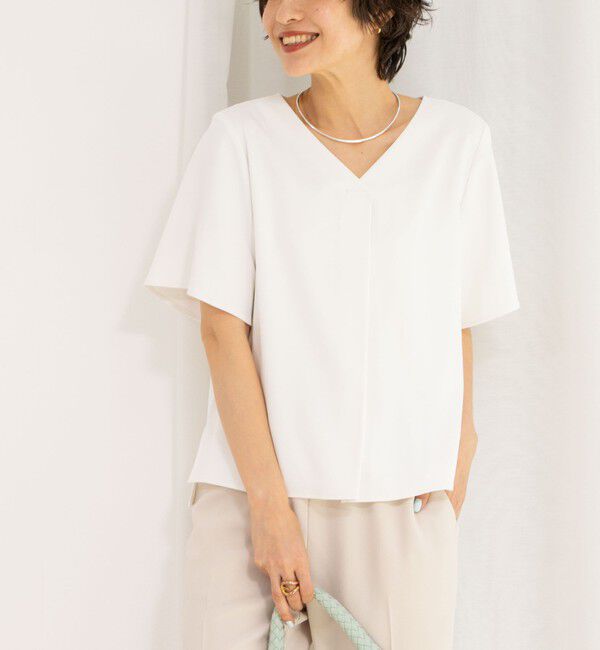 NOLLEY'S sophi「《セットアップ対応》ツイルVタックブラウス」|シャツ・ブラウス|ホワイト