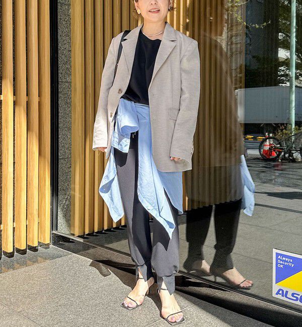 Rie Miller「《セットアップ対応》《手洗い可能》ダンボールジョーゼット裾リブジョガーパンツ」|チノ|