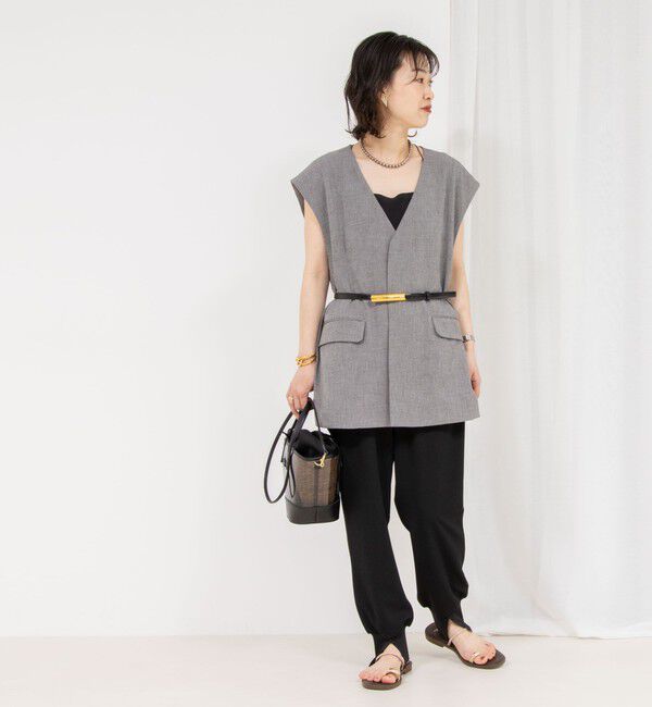 Rie Miller「《セットアップ対応》《手洗い可能》ダンボールジョーゼット裾リブジョガーパンツ」|チノ|