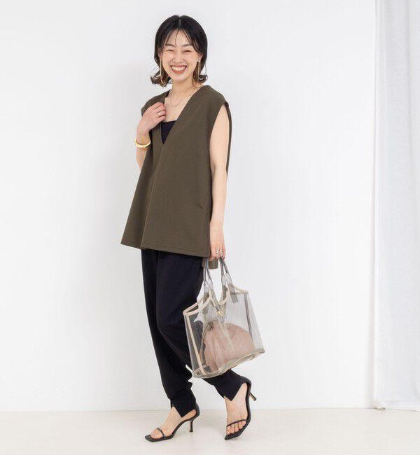 Rie Miller「《セットアップ対応》《手洗い可能》ダンボールジョーゼット裾リブジョガーパンツ」|チノ|