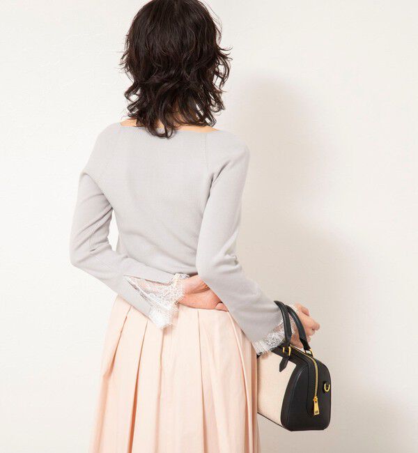 NOLLEY'S sophi「《手洗い可能》袖口レース取り外し可総針スクエアネックプルオーバー」|ニット・セーター|