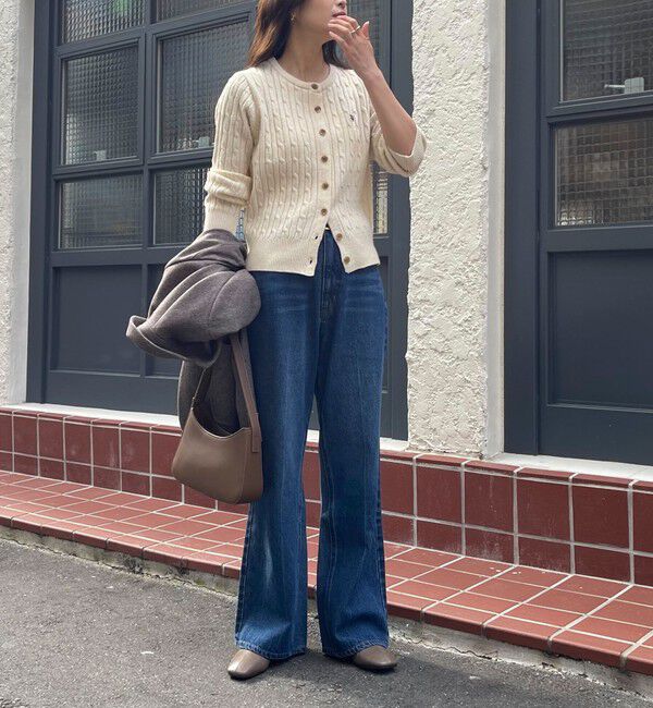 fredy emue「ウール混FR刺繍ケーブル柄カーディガン」|ニット・セーター|