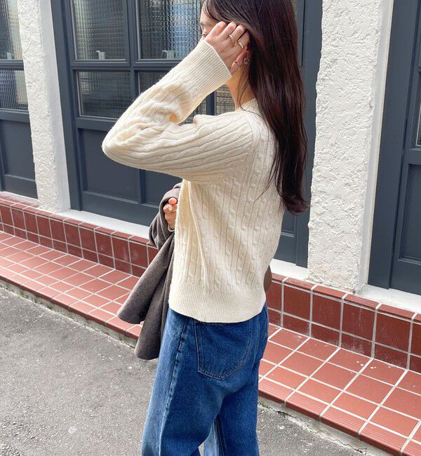 fredy emue「ウール混FR刺繍ケーブル柄カーディガン」|ニット・セーター|