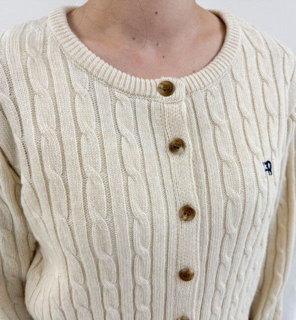 fredy emue「ウール混FR刺繍ケーブル柄カーディガン」|ニット・セーター|