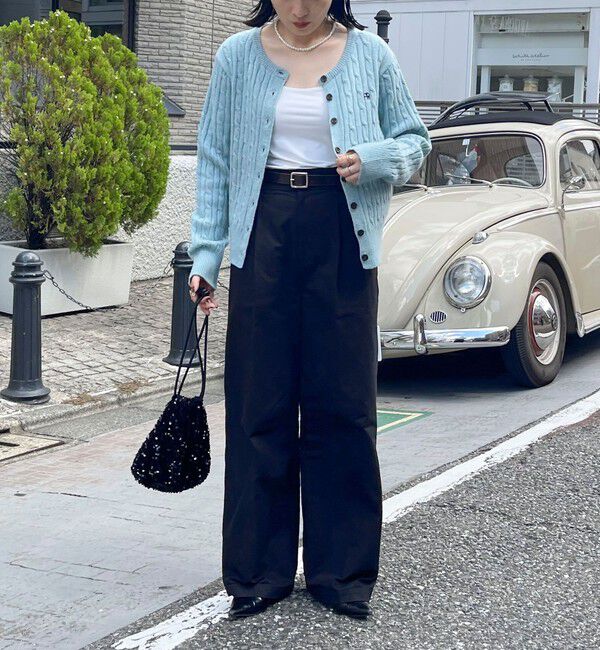 fredy emue「ウール混FR刺繍ケーブル柄カーディガン」|ニット・セーター|