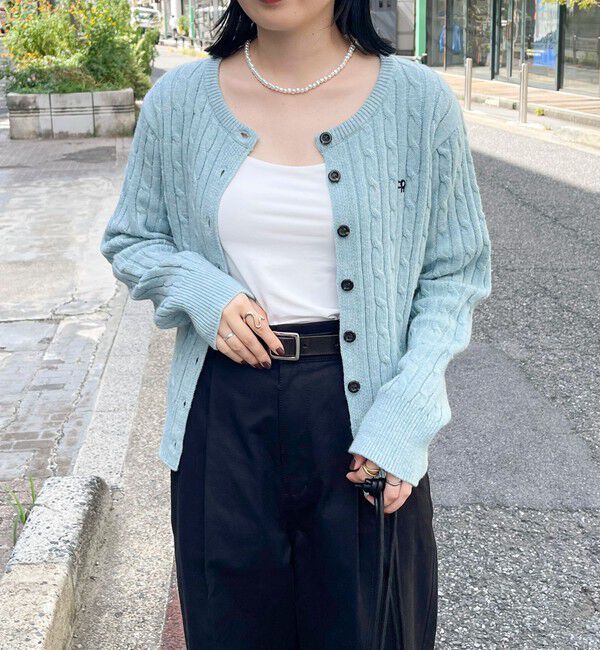 fredy emue「ウール混FR刺繍ケーブル柄カーディガン」|ニット・セーター|