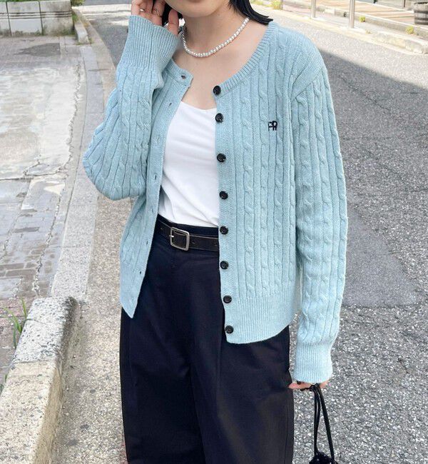 fredy emue「ウール混FR刺繍ケーブル柄カーディガン」|ニット・セーター|