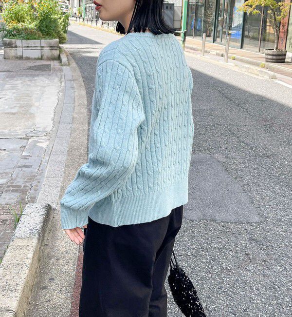 fredy emue「ウール混FR刺繍ケーブル柄カーディガン」|ニット・セーター|