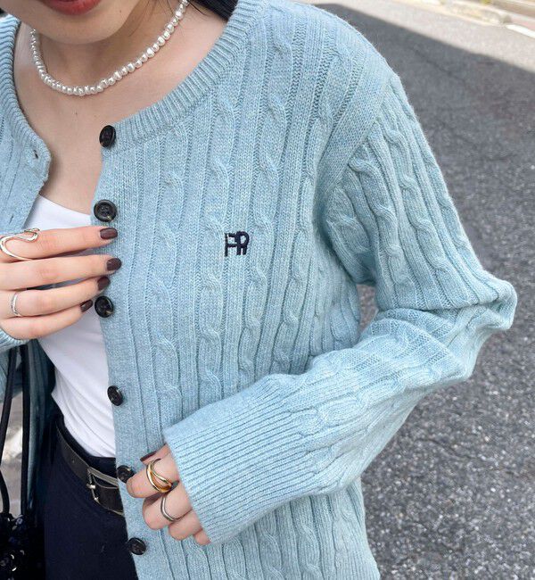 fredy emue「ウール混FR刺繍ケーブル柄カーディガン」|ニット・セーター|